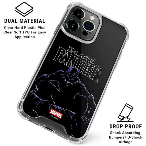 Marvel Black Panther Night Time Watch iPhone 15 Pro Clear Case